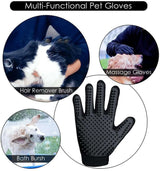 Upgrade Version Pet Grooming Glove - Gentle Deshedding Brush Glove - Efficient Pet Hair Remover Mitt - Enhanced Five Finger Design - Perfect for Dog & Cat with Long & Short Fur - 1 Pair (Black)