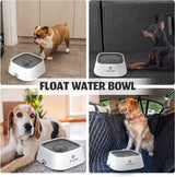 Travel Bowl, No Spill, No Drip Slow Water Feeder/Dispenser for Dogs, Cats, 35Oz/1L (Grey)