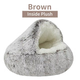 2-in-1 Round Cushion & Warm Pet House for Cats and Small Dogs
