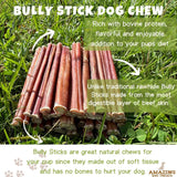 - 6 Inch Medium Size Bully Sticks (25 Count) - Bulk Bully Sticks for Dogs - No Hide Bully Stick Dog Bones