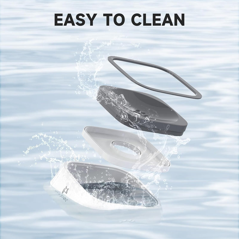 Travel Bowl, No Spill, No Drip Slow Water Feeder/Dispenser for Dogs, Cats, 35Oz/1L (Grey)