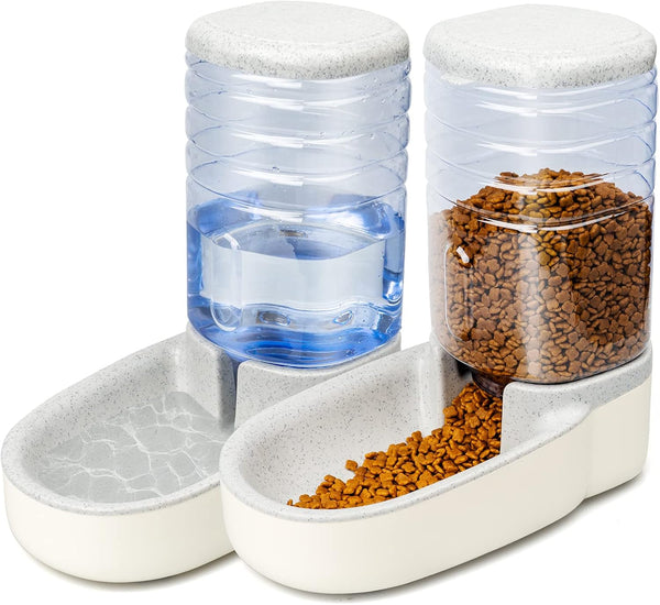 Dogs Water Dispenser Water Bowl for Dogs Automatic Cat Feeder Self Dispensing Pet Waterer Automatic Gravity Dog Cat Waterer Travel Supply Feeder and Water Dispenser for Dogs Cats Pets Animals 1 Gallon X 2