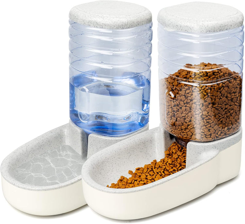 Dogs Water Dispenser Water Bowl for Dogs Automatic Cat Feeder Self Dispensing Pet Waterer Automatic Gravity Dog Cat Waterer Travel Supply Feeder and Water Dispenser for Dogs Cats Pets Animals 1 Gallon X 2