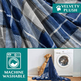 Dog Blanket for Bed, XL Pet Blanket Large Dogs, Fleece Furniture Couch Cover Protector Sofa Car Crate Kennel, Soft Sherpa Cat Throw Plush Reversible Washable, Twin 60X80 Plaid Navy Blue