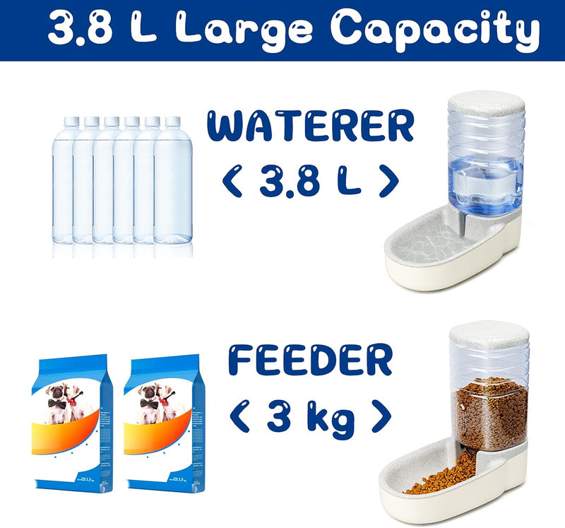 Dogs Water Dispenser Water Bowl for Dogs Automatic Cat Feeder Self Dispensing Pet Waterer Automatic Gravity Dog Cat Waterer Travel Supply Feeder and Water Dispenser for Dogs Cats Pets Animals 1 Gallon X 2