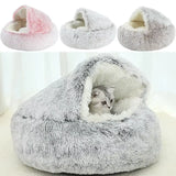 2-in-1 Round Cushion & Warm Pet House for Cats and Small Dogs
