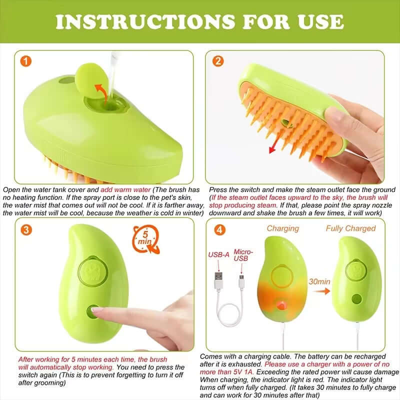 Pet Grooming Brush Electric Spray Water Spray Kitten Pet Comb Soft Silicone Depilation Cats Bath Hair Brush Grooming Supplies