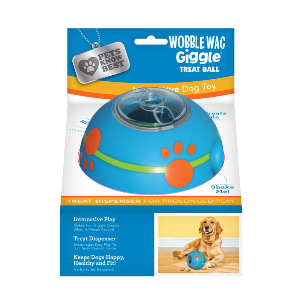 Wobble Wag Giggle Treat Ball, Interactive Dog Toy & Treat Dispenser, Blue