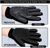 Upgrade Version Pet Grooming Glove - Gentle Deshedding Brush Glove - Efficient Pet Hair Remover Mitt - Enhanced Five Finger Design - Perfect for Dog & Cat with Long & Short Fur - 1 Pair (Black)