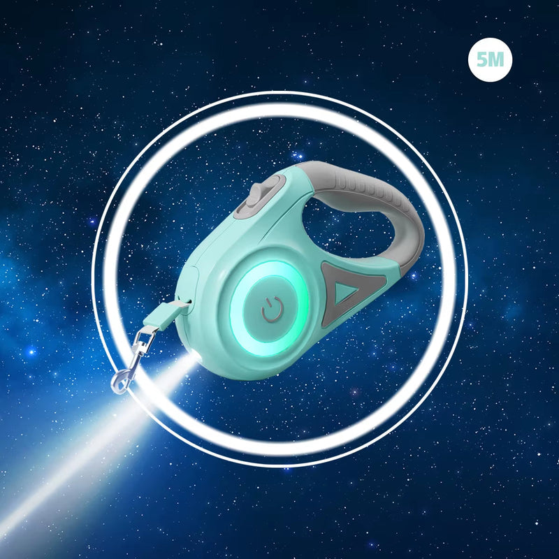 LED Retractable Dog Leash with Light for Puppies Small Medium Big Dogs Cats Pet Harness Straps Collar Accessories 3M 5M Roulette