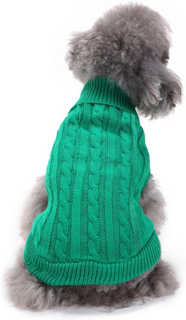 Small Dog Sweaters Knitted Pet Cat Warm Dog Sweatshirt Winter Clothes Kitten Puppy Sweater (Xx-Small, Green)