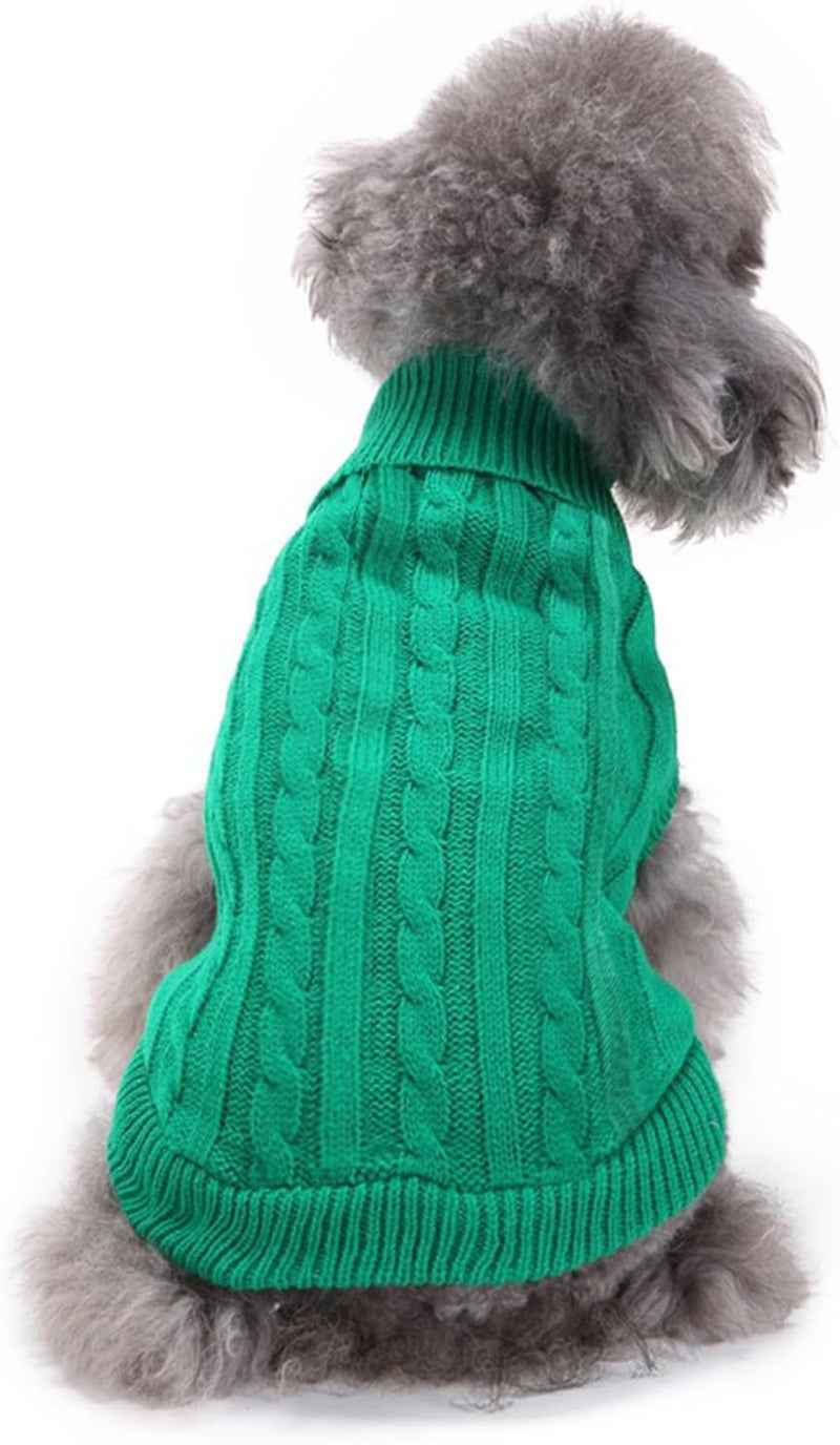 Small Dog Sweaters Knitted Pet Cat Warm Dog Sweatshirt Winter Clothes Kitten Puppy Sweater (Xx-Small, Green)