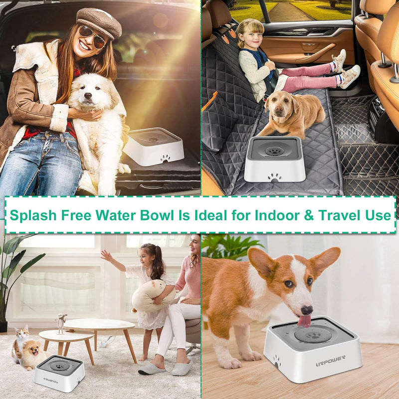 2L Dog Water Bowl 70Oz Large Capacity No Spill Dog Bowl Cat Water Bowl with Eco-Friendly Material Slow Water Feeder Pet Water Dispenser Vehicle Carried Travel Water Bowl for Dogs, Cats & Pets