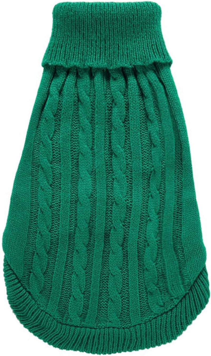 Small Dog Sweaters Knitted Pet Cat Warm Dog Sweatshirt Winter Clothes Kitten Puppy Sweater (Xx-Small, Green)